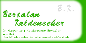 bertalan kaldenecker business card